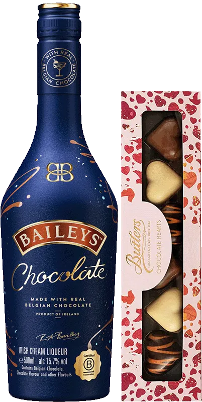 Baileys Chocolate and Butlers Chocolate Hearts Gift Set