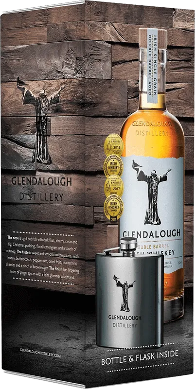 Glendalough Double Barrel 70cl Btl & Hip Flask