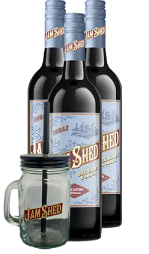 Jam Shed Shiraz 2023 3 Pack   Drinking Jar