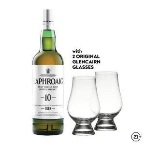 Laphroaig 10 yrs Malt Tubed 750ml   Glencairn Glass 2pcs