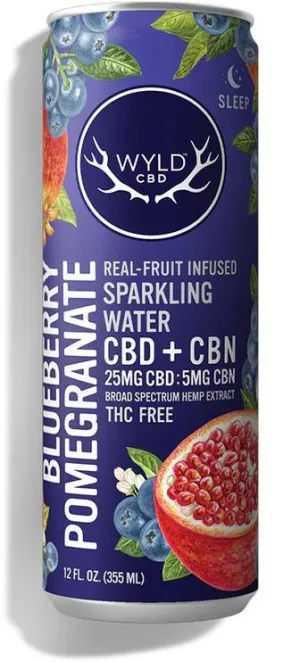 NA CBD WYLD 12oz Sparkling Blueberry Pomegranite THC Free Point Wine Spirits